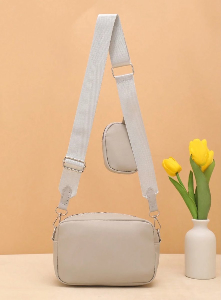 Sjtoer Grijs Schoudertasje - Crossbody Tas - Damestas - Telefoontas - Kleine handtas dames - compact - klein beursje - Crossbodytas
