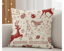 Sierkussen Velvet - 50x50 cm - Kerst Season Greetings - Inclusief binnekussen