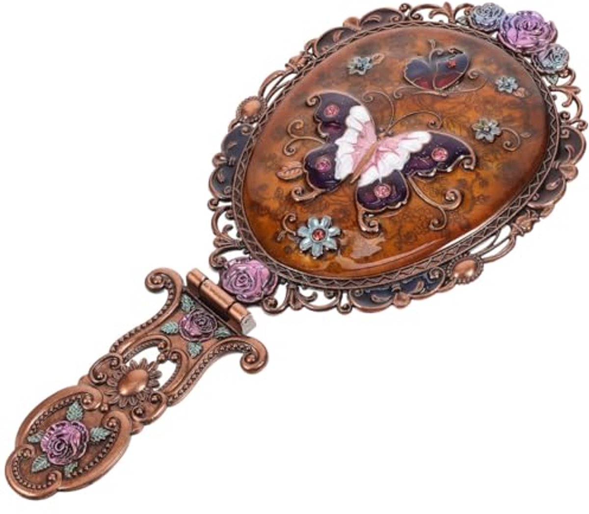Vintage Handspiegel - Opvouwbare Metalen Spiegel voor Make-up - Compact en Draagbaar