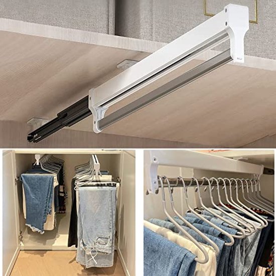 Kledingroede voor het uittrekken van de kleerhangers, verstelbare