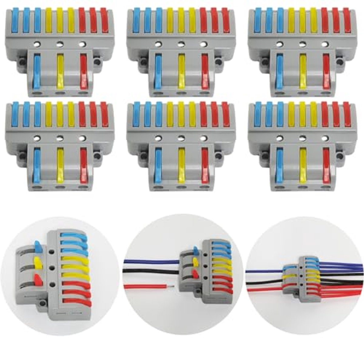 Compacte Elektrische Connectoren voor Snelle Verbinding, 6 Stuks Klemmenblokken