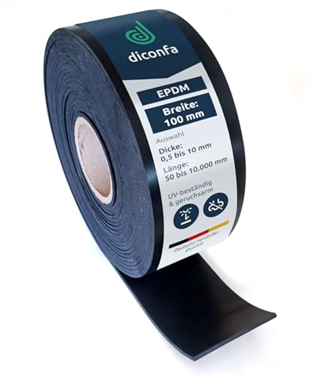 Rubberen strips 100 mm breed, EPDM, diverse lengtes, geurarm en uv-bestendig