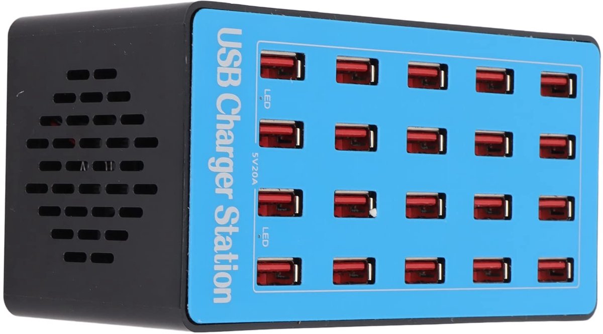 Image of 100W 20 Port USB Hub Charger, Fast Charging Station for Wall Power Adapter, Multiple Protection, Non-slip Design, for Smartphones Tablets(20 Port)
