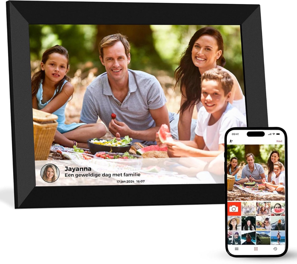 DailySupplies® Digitale Fotolijst met Wifi - Fotolijsten - Frameo App - HD Kwaliteit - Zwart