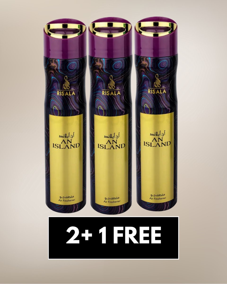 Air Freshener An Island by Risala – 300ml x3 – Long Lasting Arabic Oriental Room Spray from Dubai – Fresh Floral, Tropical & Musk Fragrance