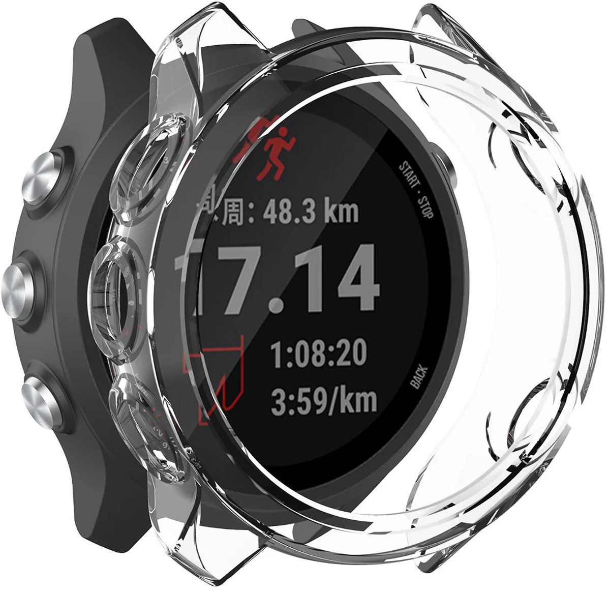 Strap-it TPU Case Transparant – Geschikt voor Garmin Forerunner 645