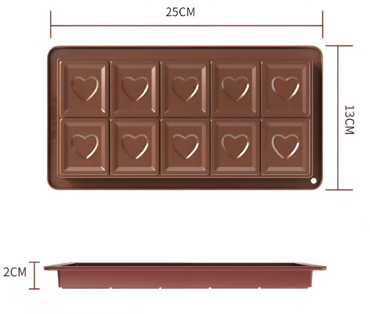 Chocolade reep mallen - Hartvormige bakvormen - Handgemaakte DIY siliconen mallen - Flexibel en BPA-vrij - Oven- en vriezerbestendig - Herbruikbaar - Set van 3
