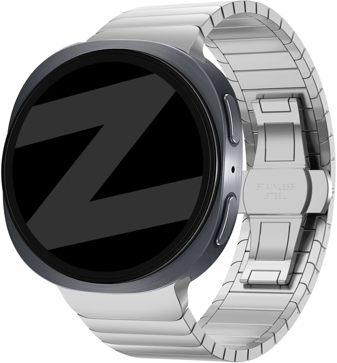 Bandz Stalen Band 'One Bead' (Zilver) – Geschikt voor Samsung Galaxy Watch 8 (40mm / 44mm) & Galaxy Watch 8 Classic