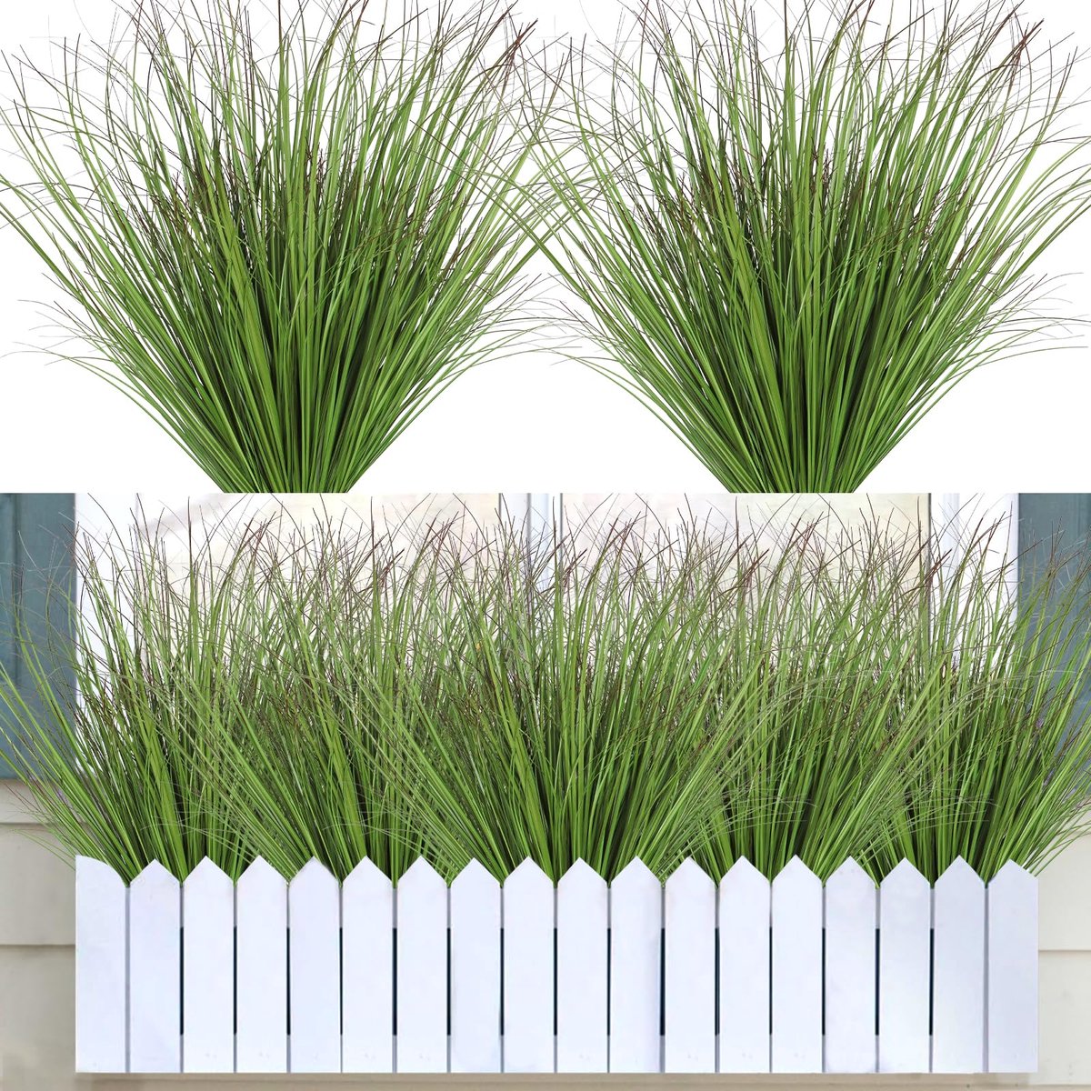 Ibenzoa Set van 10 decoratieve kunstplanten voor binnen en buiten in donkergrijs Groen