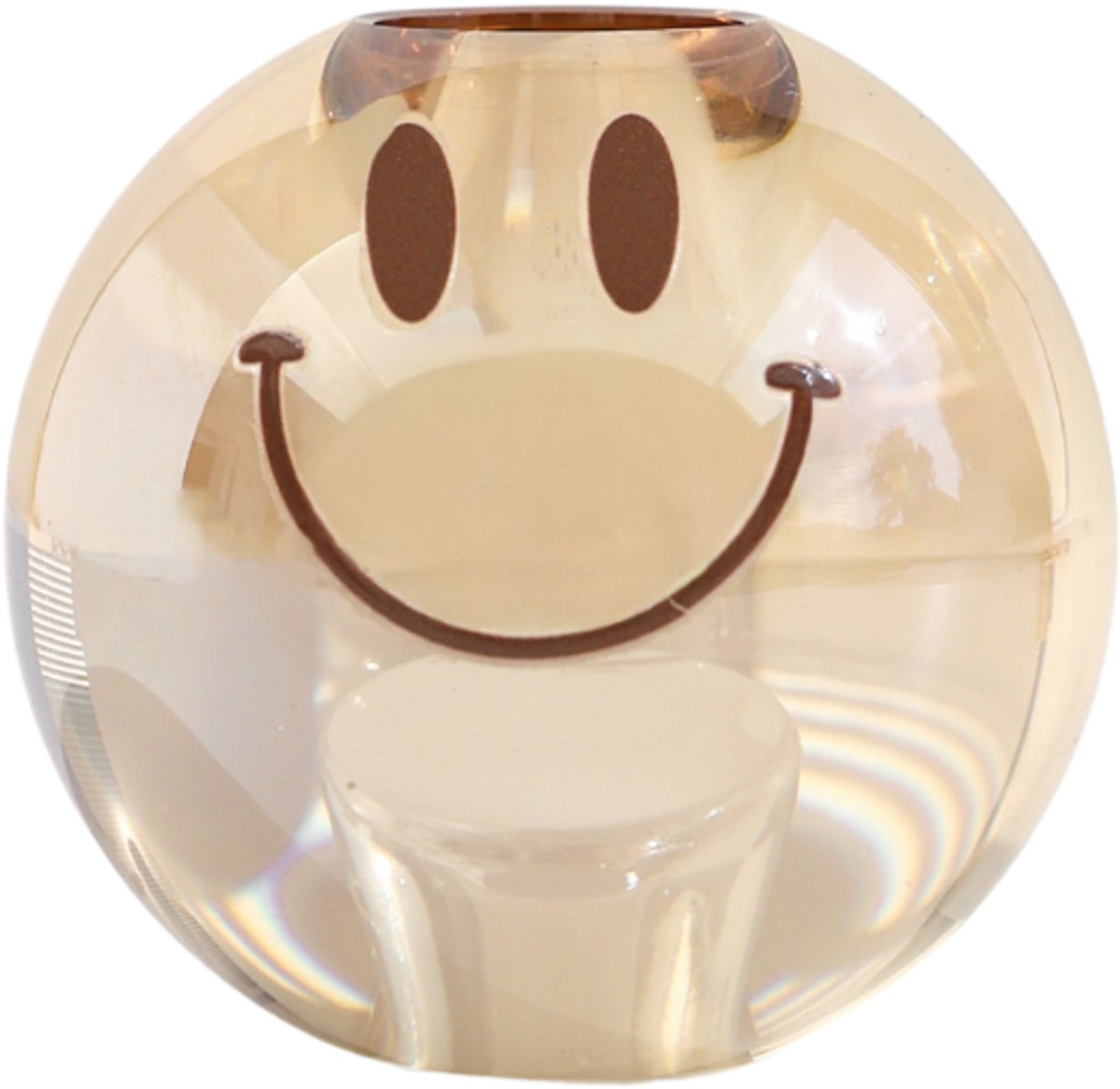 Aifcandles Kandelaar Happy – Bruin – Glas – Ø7 cm – Geschikt voor dinerkaarsen & LED-kaarsen