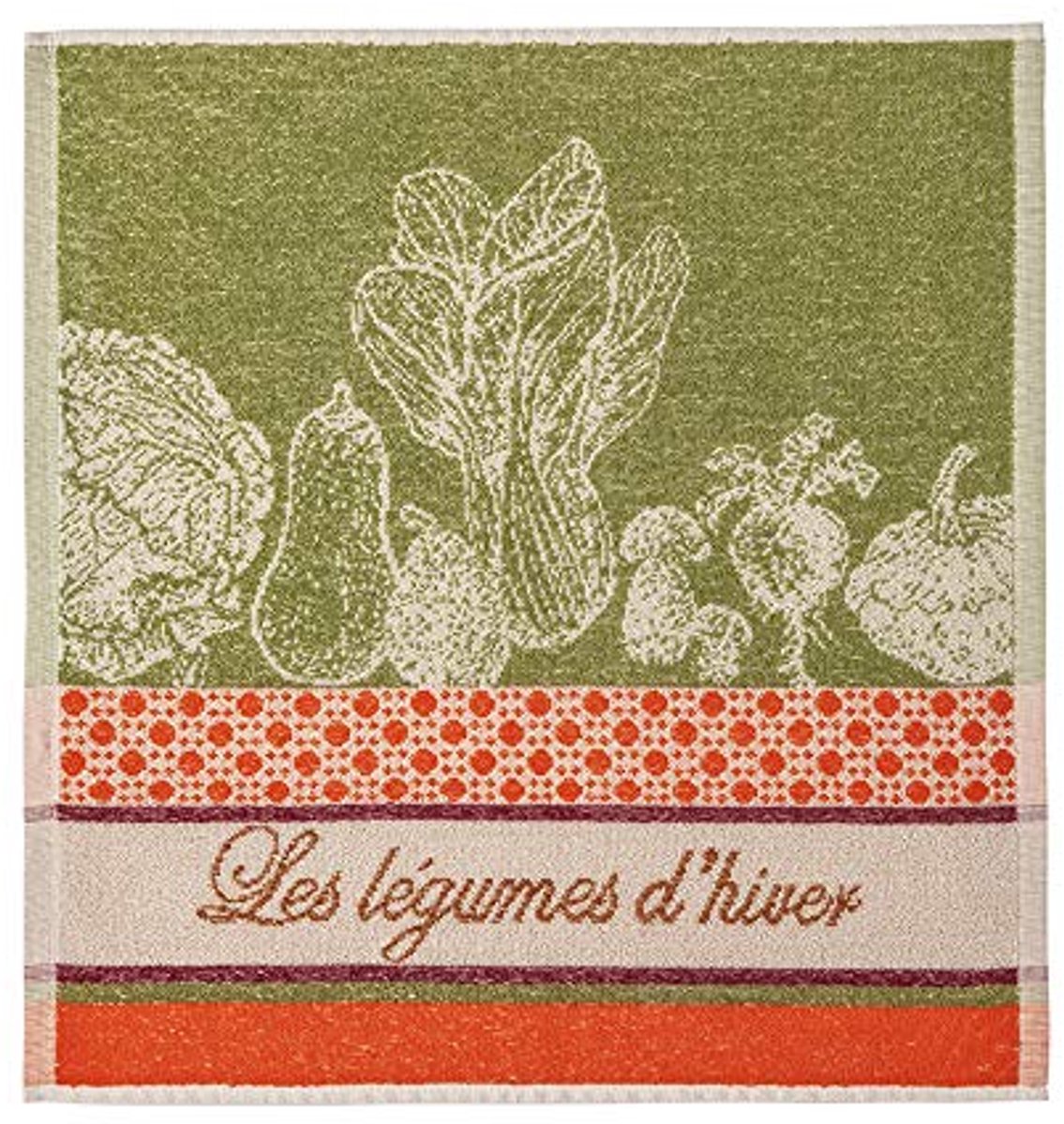 Katoenen Jacquard Spons met Wintergroenten - Perfect voor keukenaccessoires
