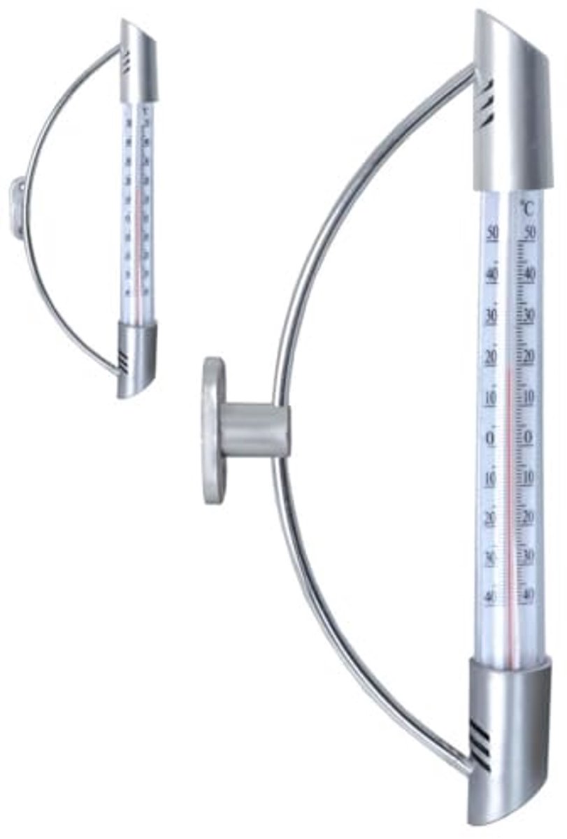 Buitenthermometer Analoge Vensterthermometer 24 cm - Temperatuurweergave Zilverkleurig