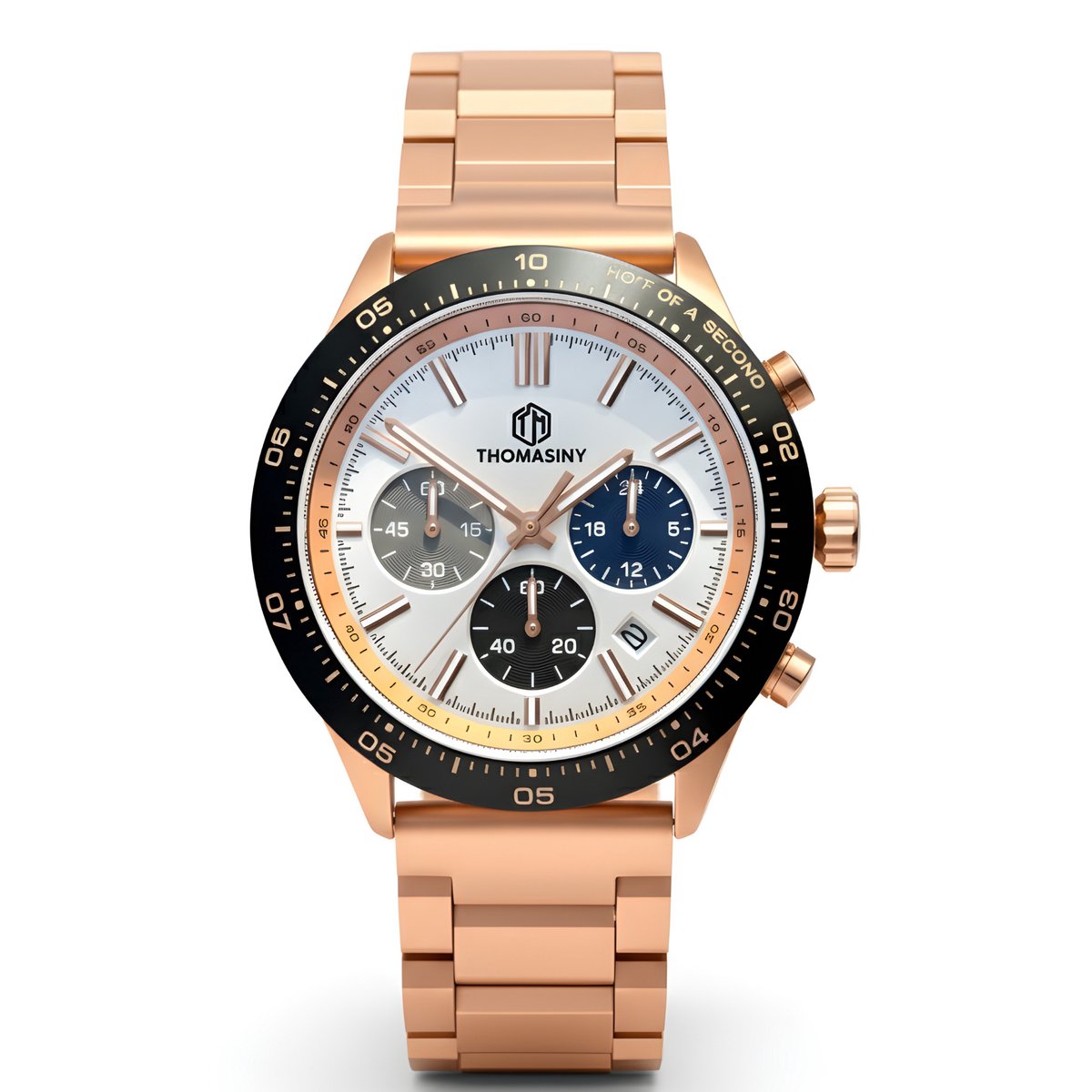 THOMASINY® CHRONOGRAAF Horloge - Horloge Heren - Horloges Voor Mannen - Chronograaf Uurwerk - Polshorloge - Rosé Goud - Stalen Band