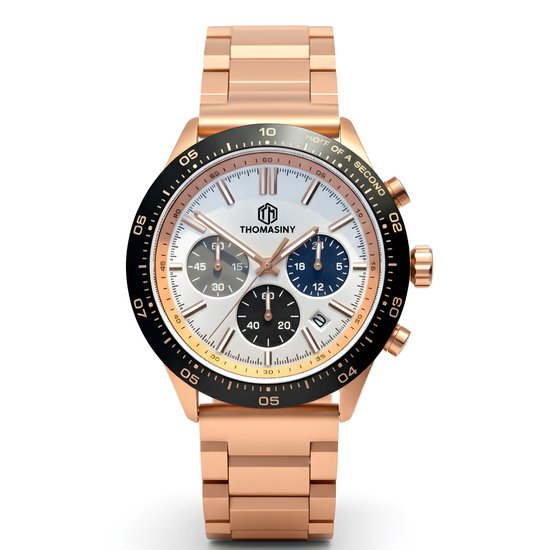 THOMASINY® CHRONOGRAAF Horloge - Horloge Heren - Horloges Voor Mannen - Chronograaf Uurwerk - Polshorloge – Rosé Goud - Stalen Band