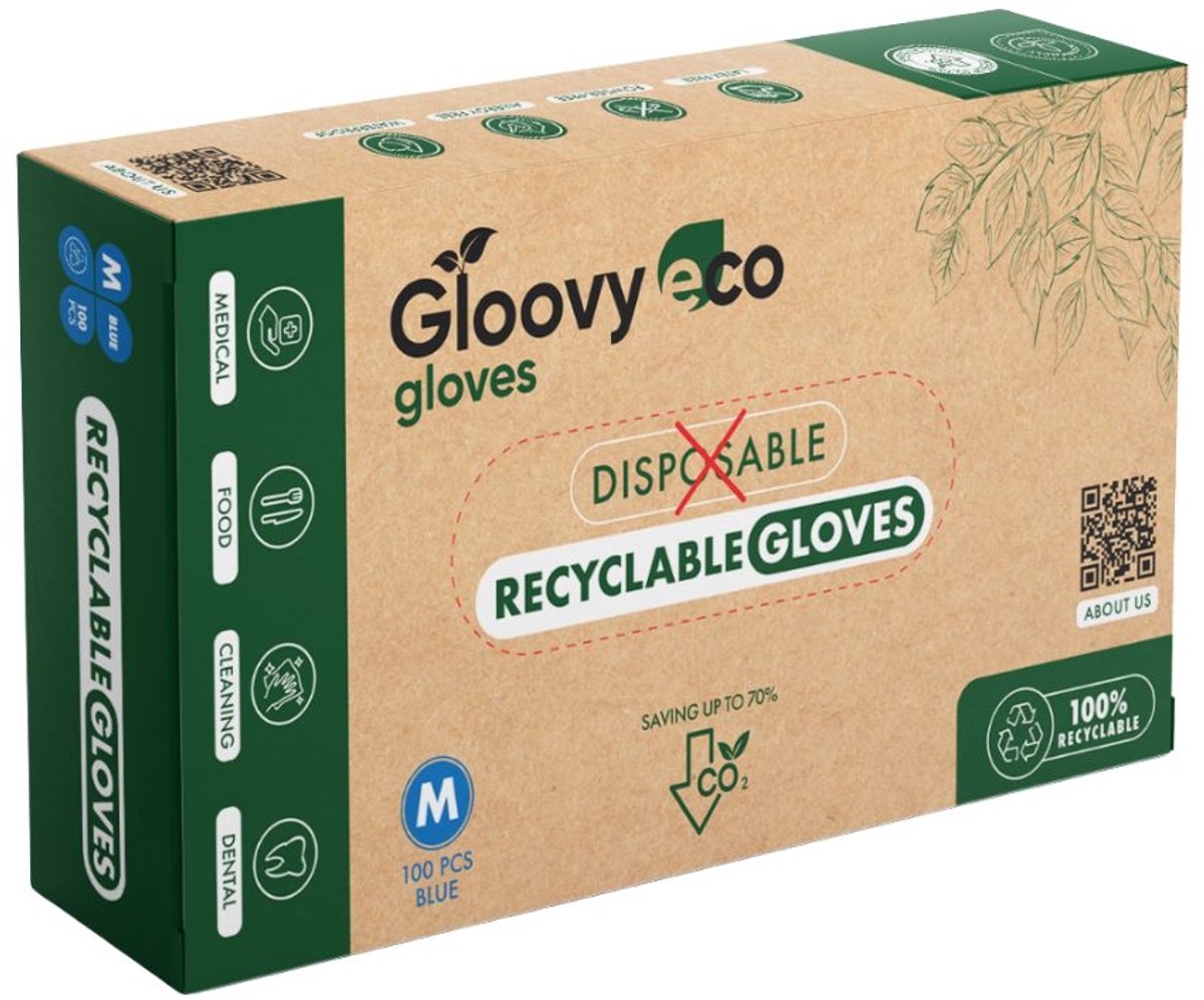 100x - Gloovy - Eco gloves - Duurzame Huishoudhandschoenen - Blauw M
