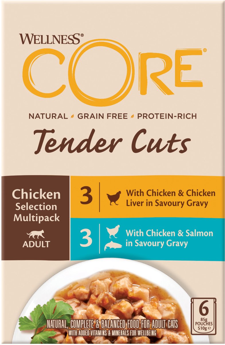 Wellness Core Kattenvoer Tender Cuts Selection 6-pack Kip 6 x 85 gr