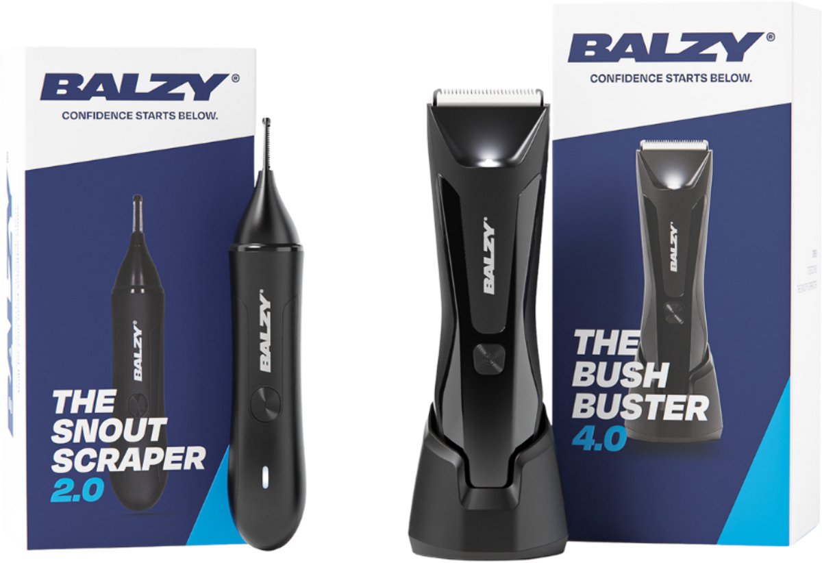 Bol.com BALZY® Trimmer Bundel – BushBuster® 4.0 Bodygroomer Mannen + SnoutScraper® 2.0 Neustrimmer – SafeShave™ Technologie – US... aanbieding