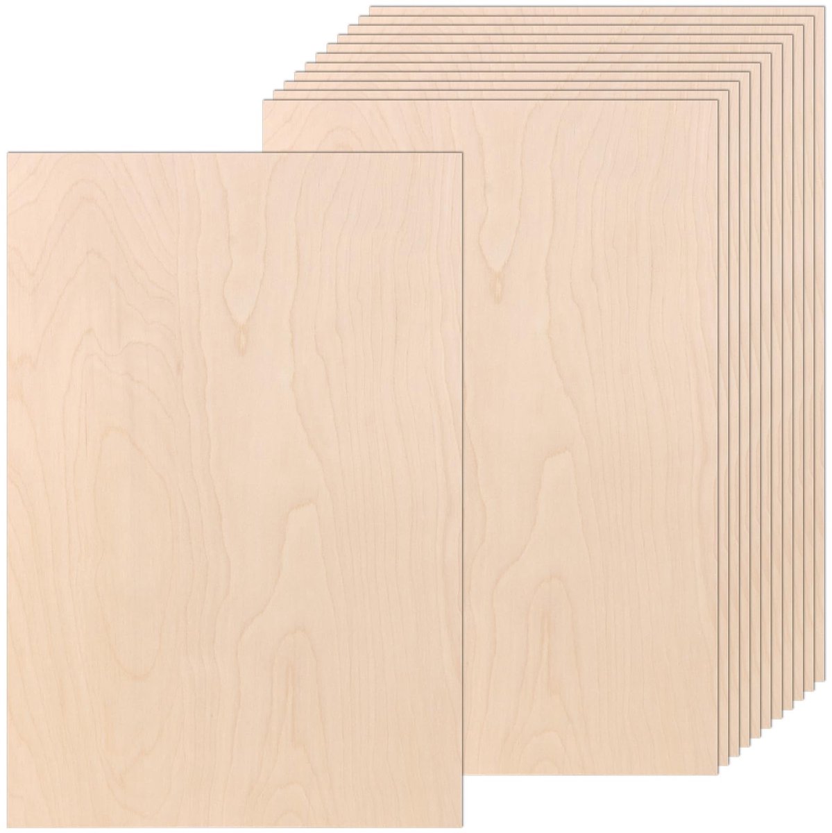 Lindehout, verpakking van 10, 445 x 300 x 3 mm, houten panelen voor knutselen, ideaal voor laserprojecten
