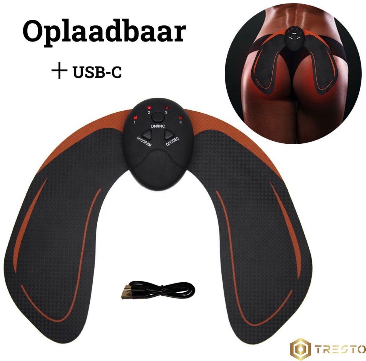 TRESTO - Elektrische Spierstimulator – Tens apparaat – Elektrische spier stimulator – Draadloze Billen Hip Trainer