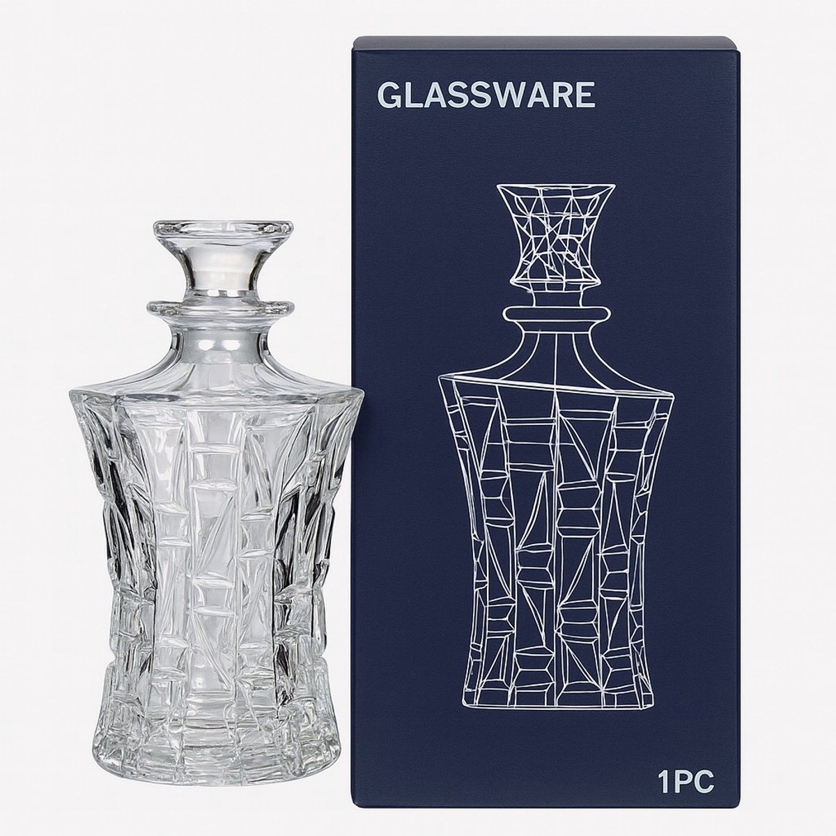 K&R Ventures® Luxe Whiskey Karaf – Peaky Blinders Stijl – Glazen Decanteerfles voor Whiskey, Cognac & Likeur – Stijlvol Cadeau voor Mannen