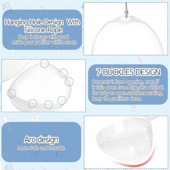 2 fopspeen opbergdozen-fopspeendoosjes-transparante hygiënedoosjes-stofdicht en makkelijk schoon te maken-geschikt voor het dragen van babyfopspenen binnen en buiten (6,1*7*5,1cm) — afbeelding 3