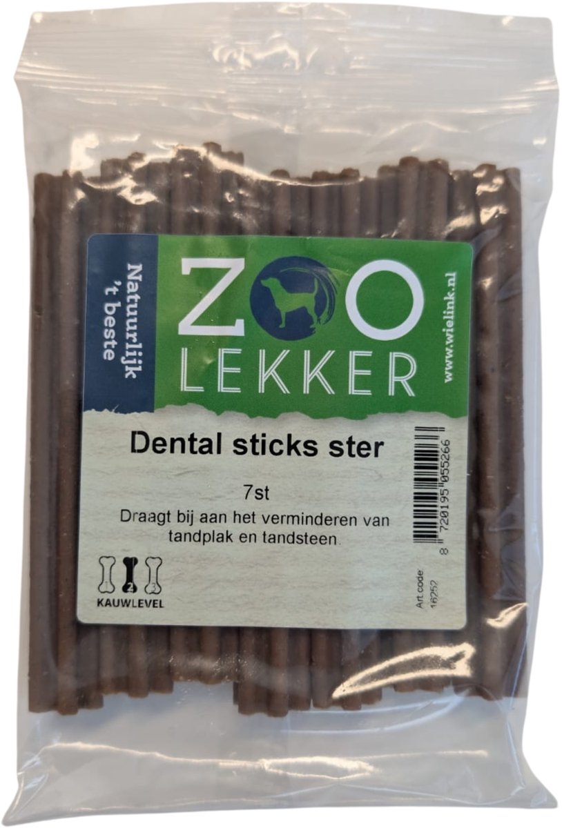 Dental Sticks Ster voor Honden – 7 Stuks – Kauwlevel 2 – Hondensnack voor Gebitsverzorging – Helpt bij Schoon en Gezond Gebit – Zonder Kleurstoffen