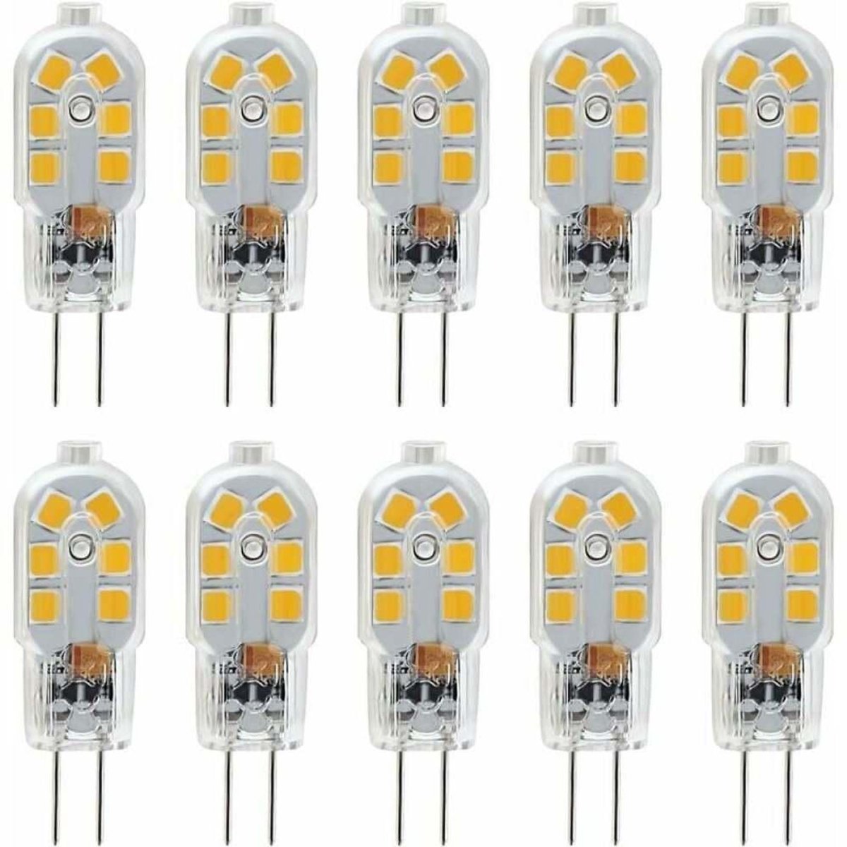 TuseRxln LED Lamp - Warm Wit - 12V 1W G4 Equivalent 10W Halogeen 360° Verlichting - 10 stuks - Voor Woonkamer Badkamer Keuken