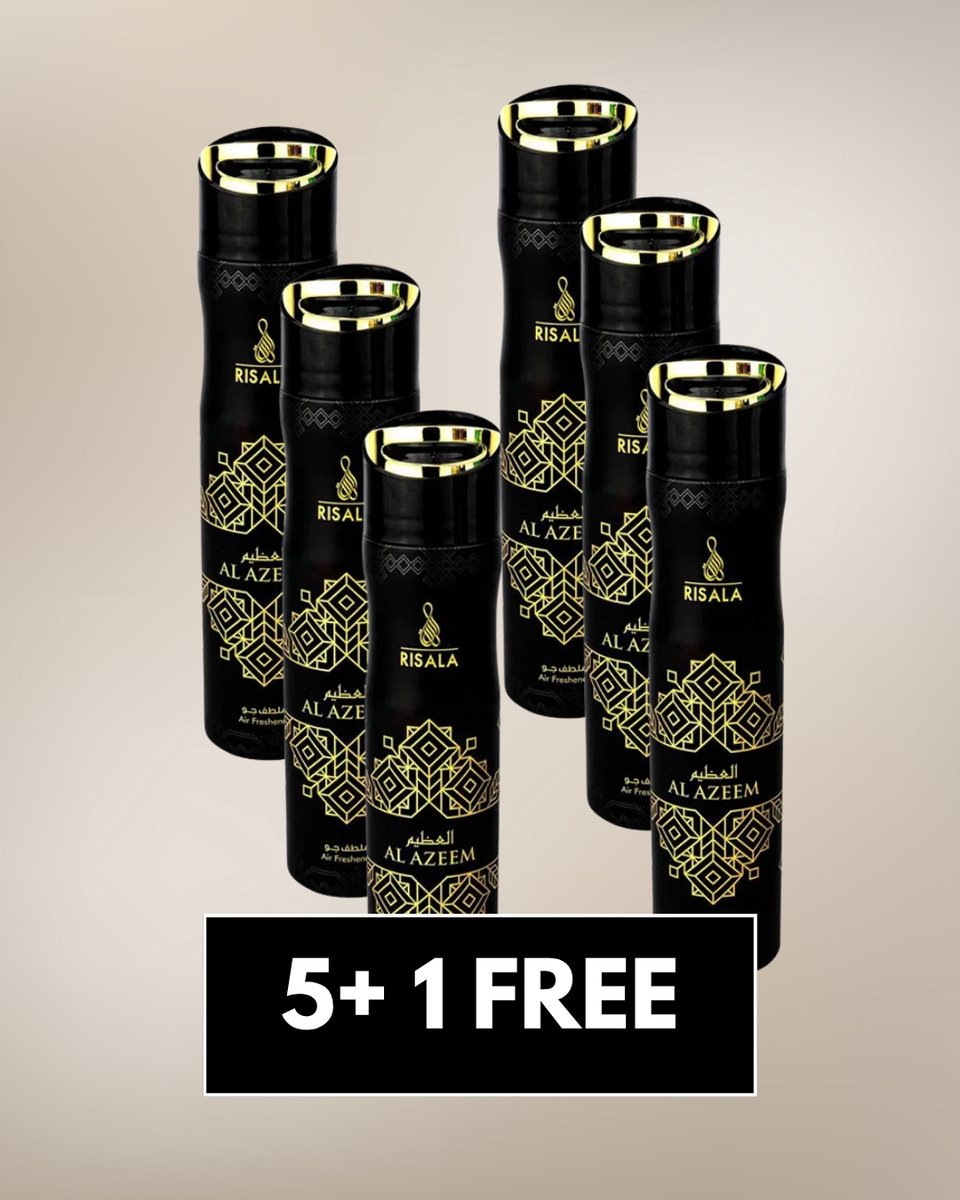 Air Freshener Al Azeem by Risala – 300ml x6 – Long Lasting Arabic Oriental Room Spray from Dubai – Oud & Amber Fragrance