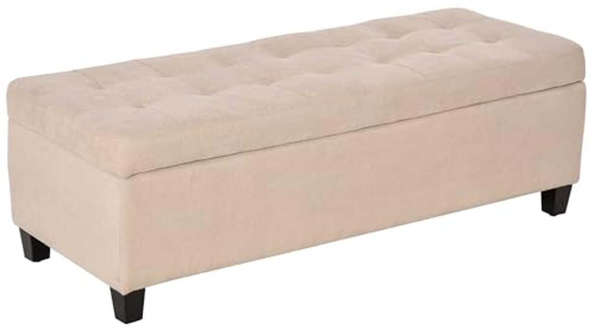 Opbergbank met Zachte Bekleding en Elegante Stijl voor Woonkamer en Slaapkamer - Beige, 125 x 49 x 41,5 cm