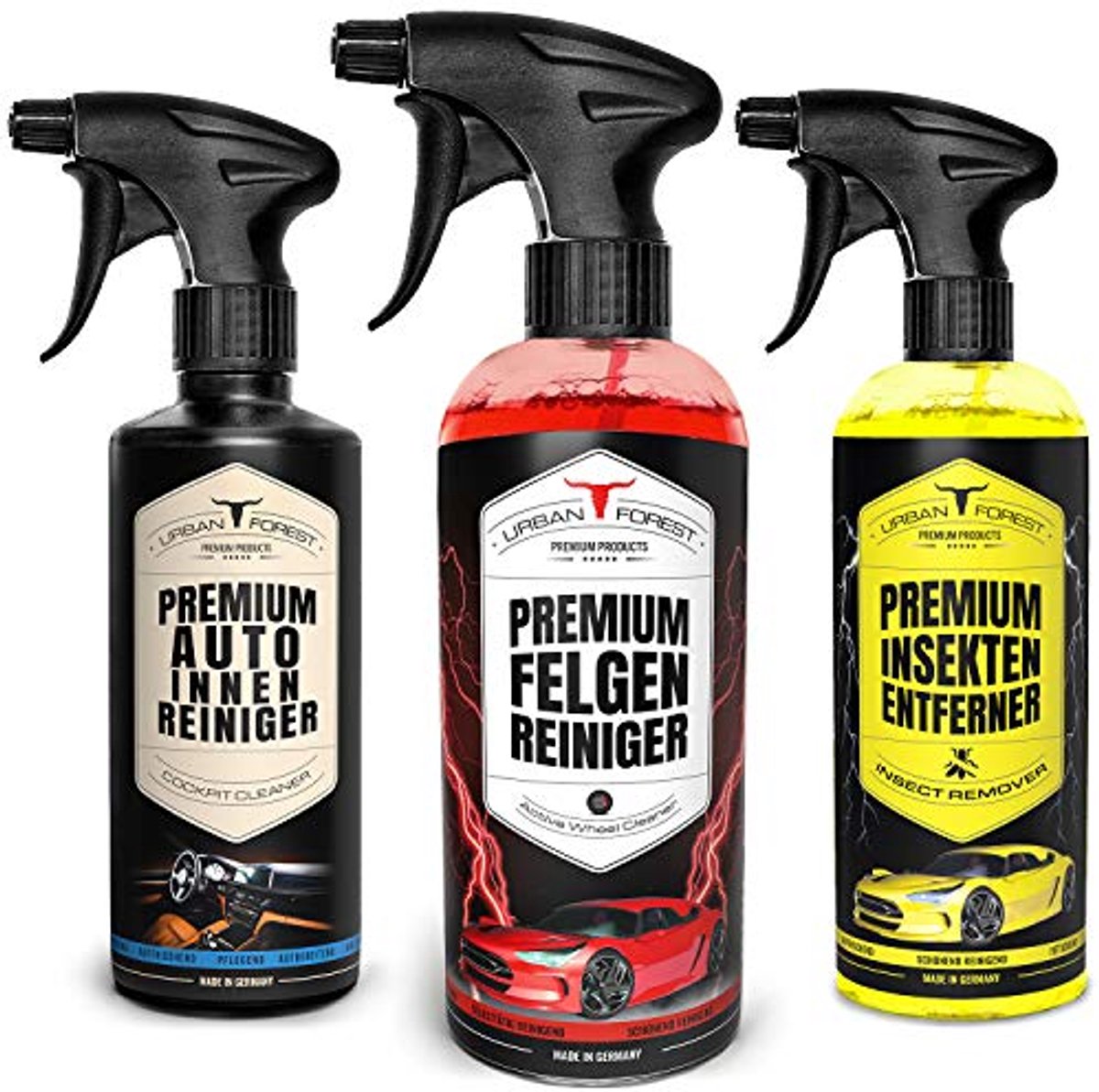 Voordeelset Auto-reinigingsproducten met Insectenverwijderaar en Velgenreiniger - 500 ml en 1000 ml