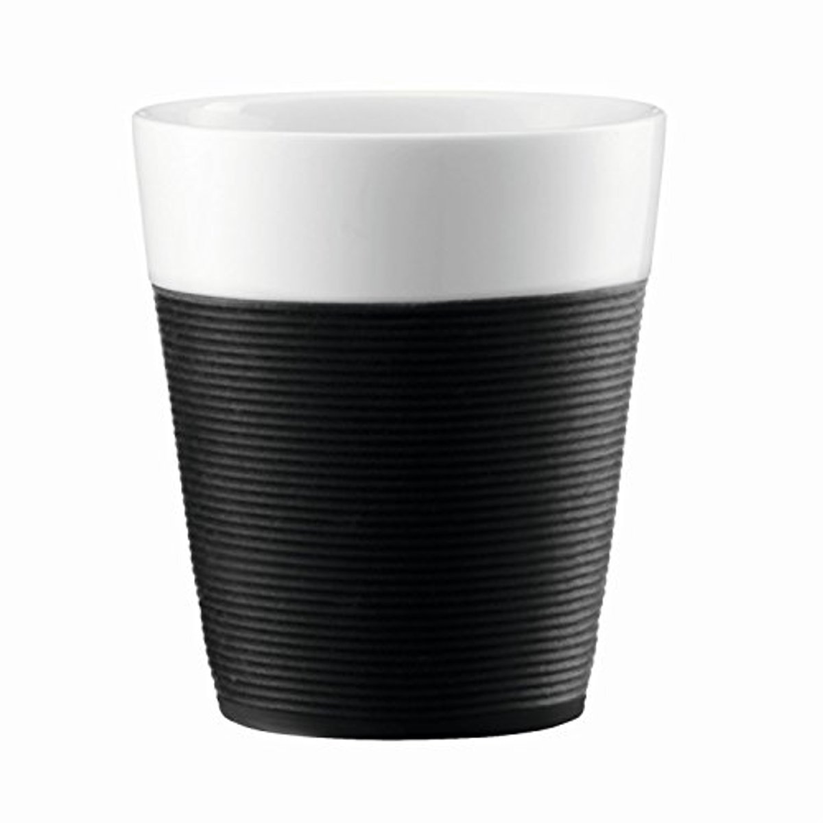 2-delige mok met siliconen hoes 0.3L - zwart/wit