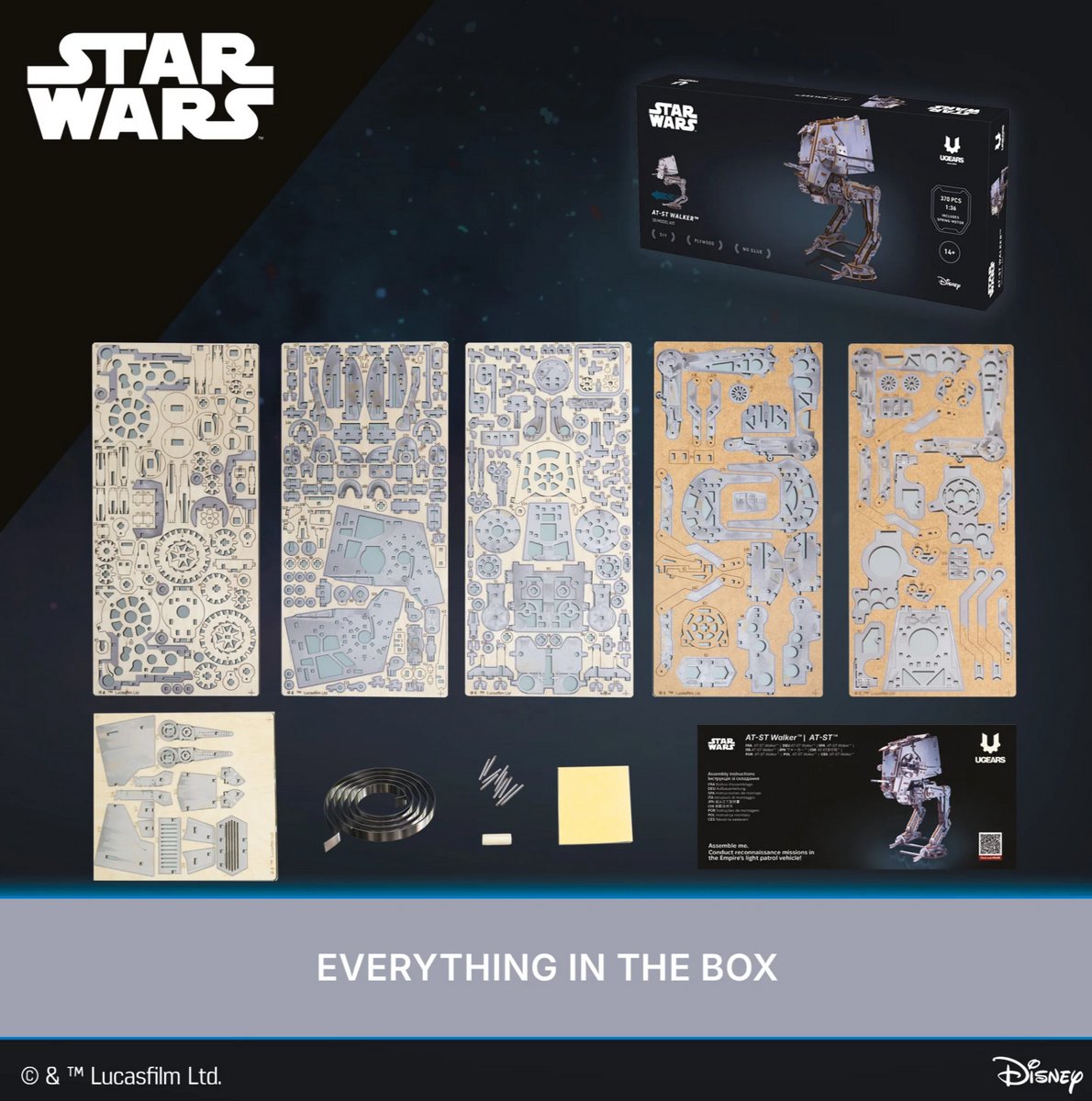 UGEARS 3D Modelbouw - At-St Walker - Star Wars - Mechanisch Bouwpakket Hout - Educatief Speelgoed — afbeelding 9