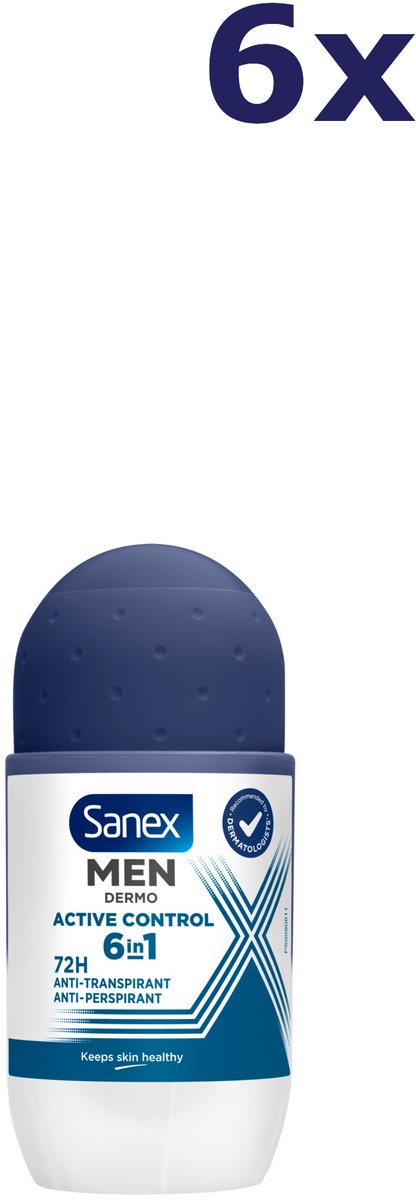 Sanex Deo - roll-on - men - active control - dermo - 6x 50ml