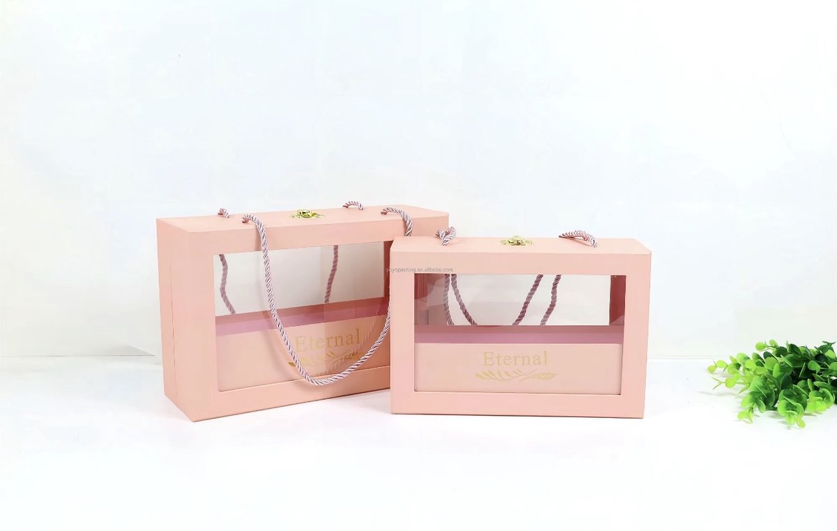 Luxe Transparant Cadeaudoos - 28*18*10 cm - Roze - Geschenk doos - Verjaardagscadeau doos - Huwelijkscadeau doos - Valentijnsdag cadeau doos
