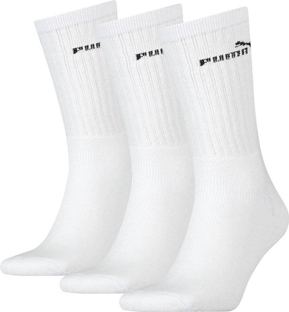 PUMA – Sportsokken Dames/Heren – – 3-pack – Regular Crew – Katoen Witte