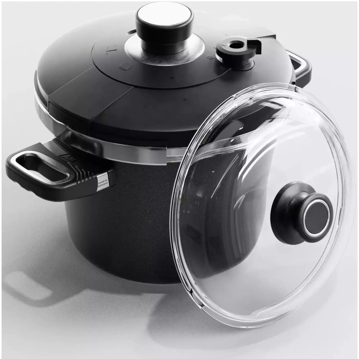 AMT Gastroguss Drukpan set – 24 cm – 5,5 liter – anti-aanbak – geschikt voor inductie – inclusief glazen deksel