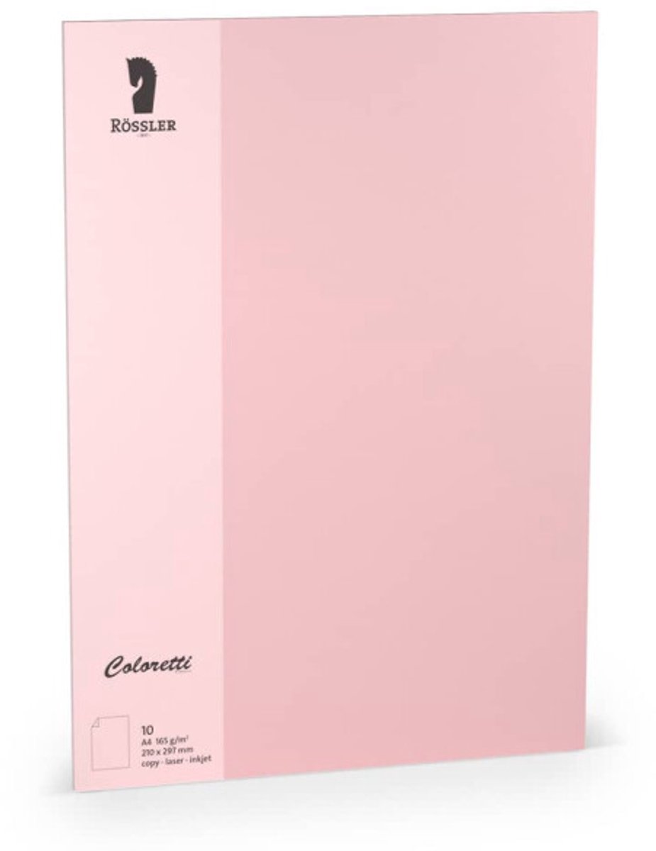 Papier - Kleur Roze - Rosa - Gekleurd - Coloretti - 165gram - 10 vellen - Formaat A4 - 210x297mm - 220726522 - Rossler Papier
