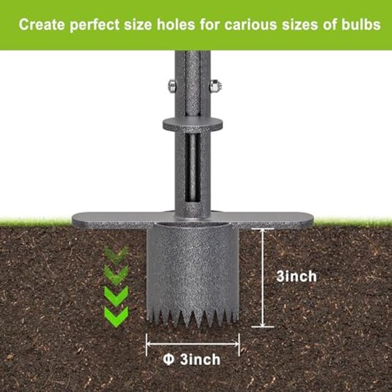 Bollenplanter met lange steel en scherpe vertanding - 80 cm, ideaal voor het planten van bloemen in gazon — afbeelding 4