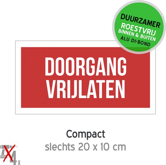 Pictogramme/panneau Dibond | « Passage de libération » | 20 x 10 cm | Gardez la sortie libre | Stationnement interdit | chemin de feu | Ne bloquez pas l'allée | Garage | Inoxydable | 1 pièce