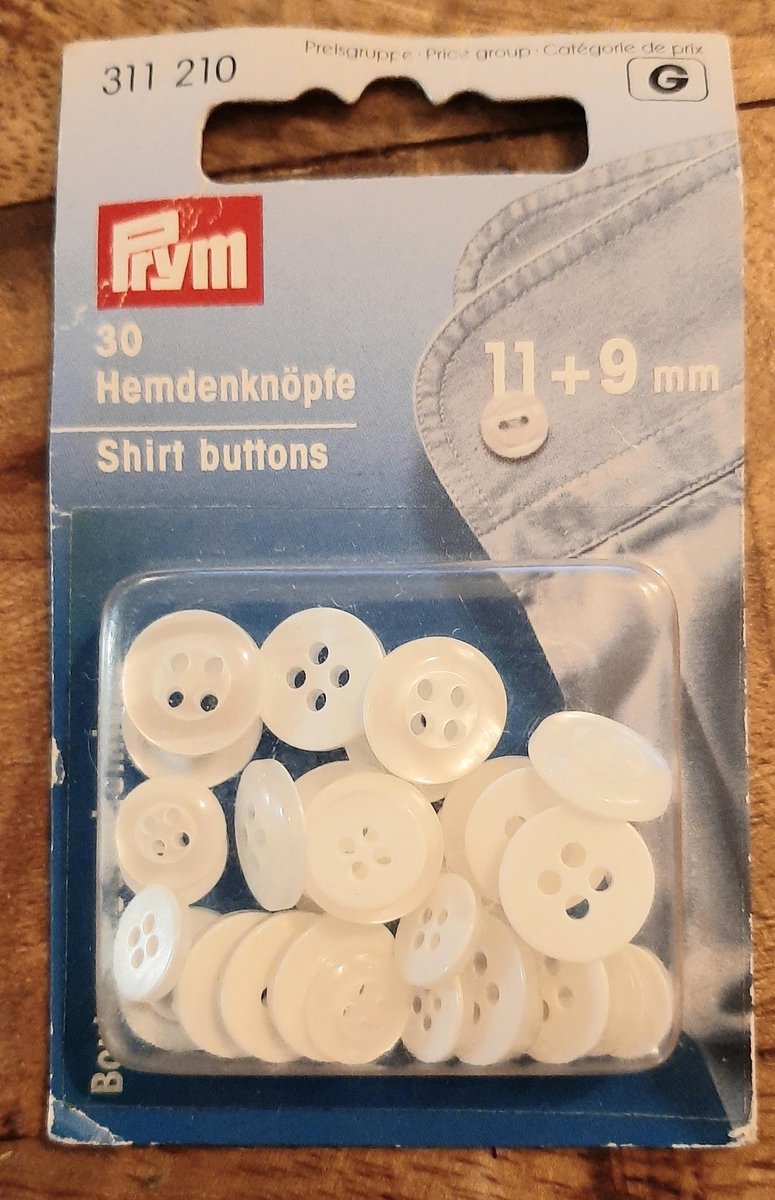 Prym stofknopen kunststof 29mm wit