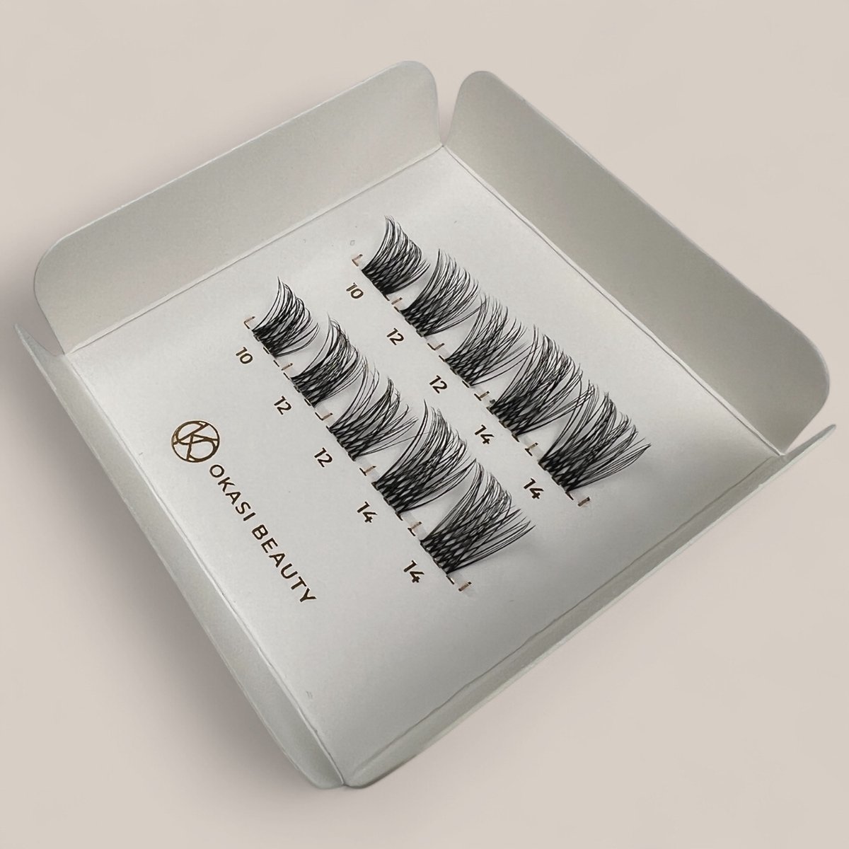 Okasi Beauty - Flawless Try Me - Mix Lengte - Premium Natural Lashes - 10-cluster DIY Wimper segmenten - Mix lengte 10-12-14 mm - Ultradunne transparante wimperband - DIY wimperextensions - Natuurlijke wimperlook