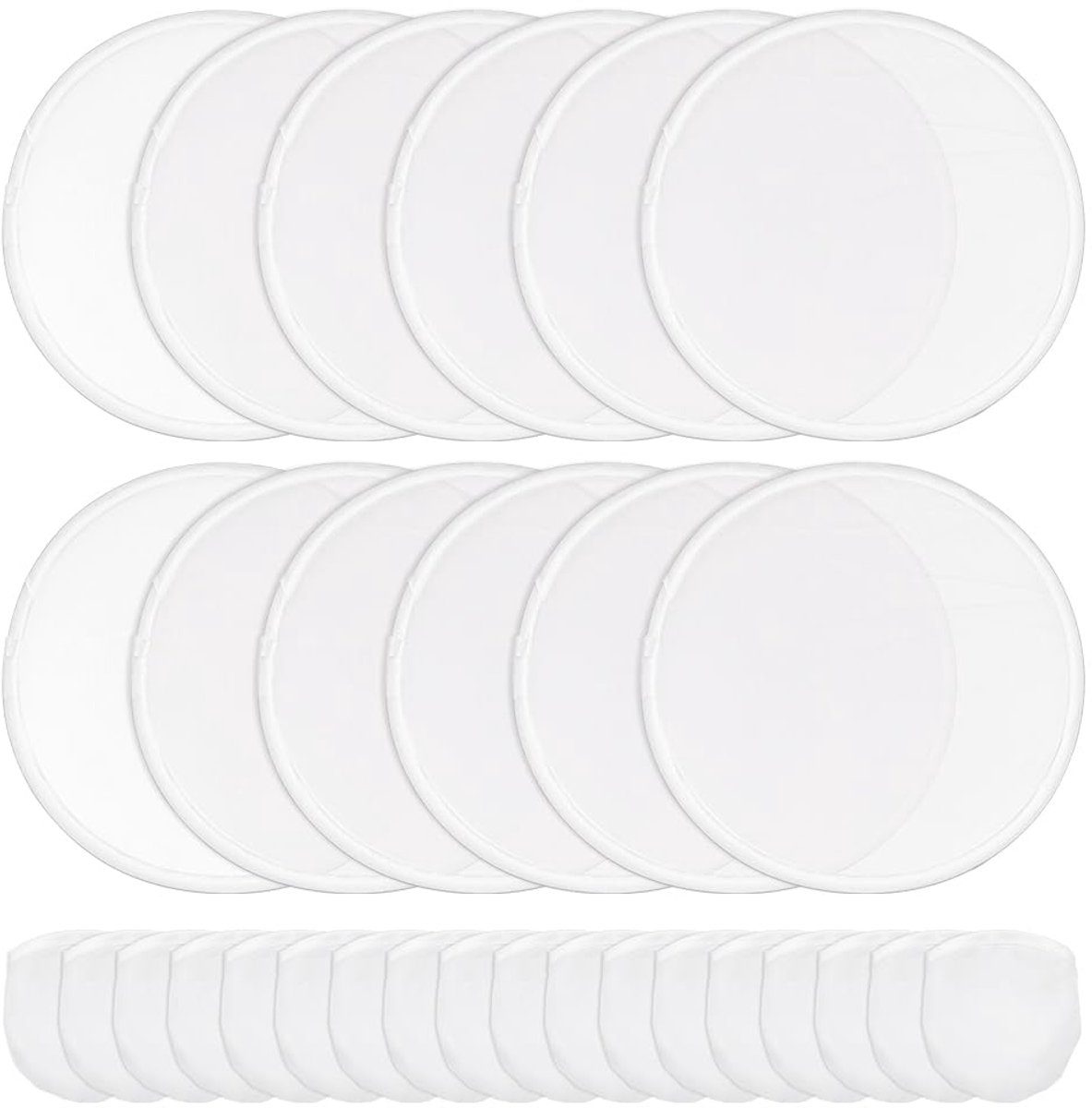 30 Stuks Witte Opvouwbare Vliegende Schijfventilatoren - 21 cm Nylon Met Tas Voor Feesten