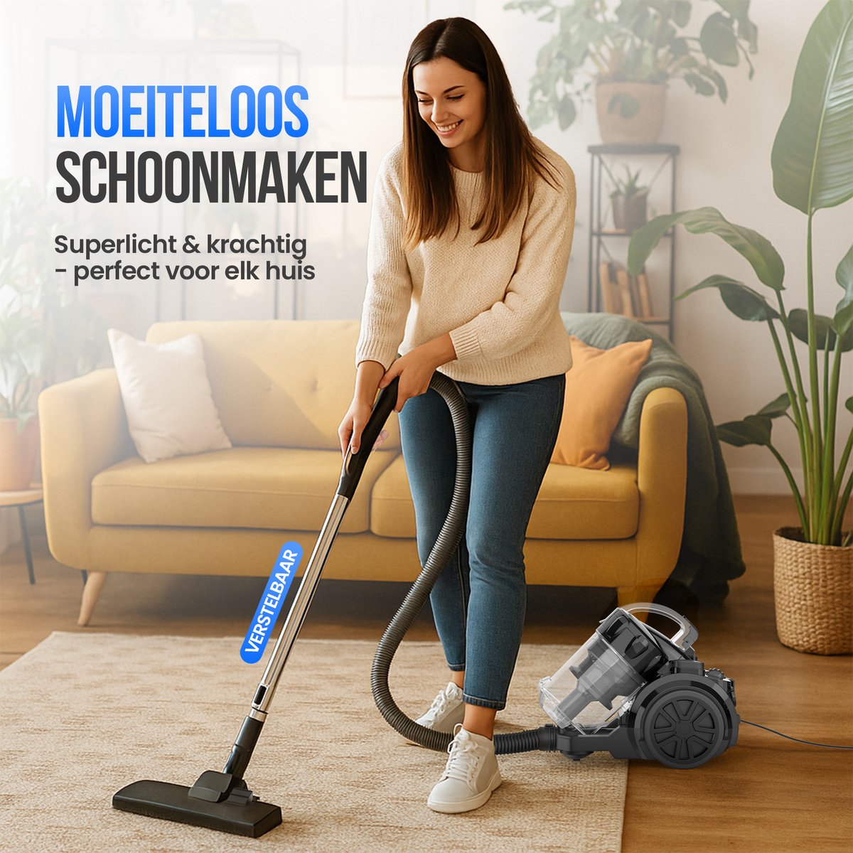 Strex Stofzuiger Zonder Zak - 700W Krachtige Zakloze Stofzuiger - HEPA Filter - 2.5L Stofreservoir - Extra Lang Snoer - Inclusief 4 Opzetstukken — afbeelding 4