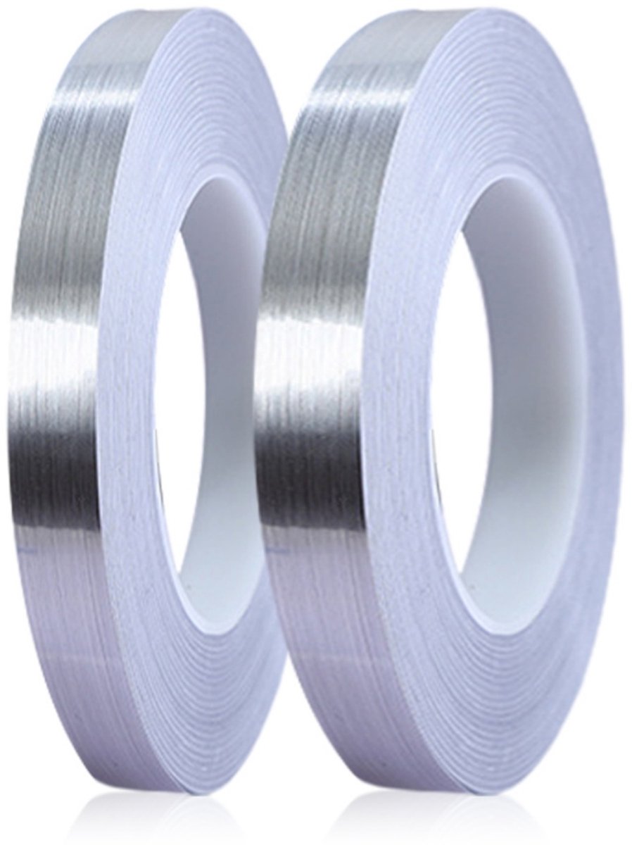 EXCITAT Decoratieve tape - Zelfklevende vloertape - Decoratieve tegelstrip - Waterdichte decoratieve voeg - Voor plafond-, muur- en deurdecoratie - 2 stuks - zilver