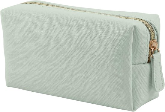 Petit sac à maquillage en cuir - adapté au sac à main et aux voyages - petit organisateur de maquillage portable - adapté aux femmes et aux filles - sac à maquillage avec fermeture éclair - Vert