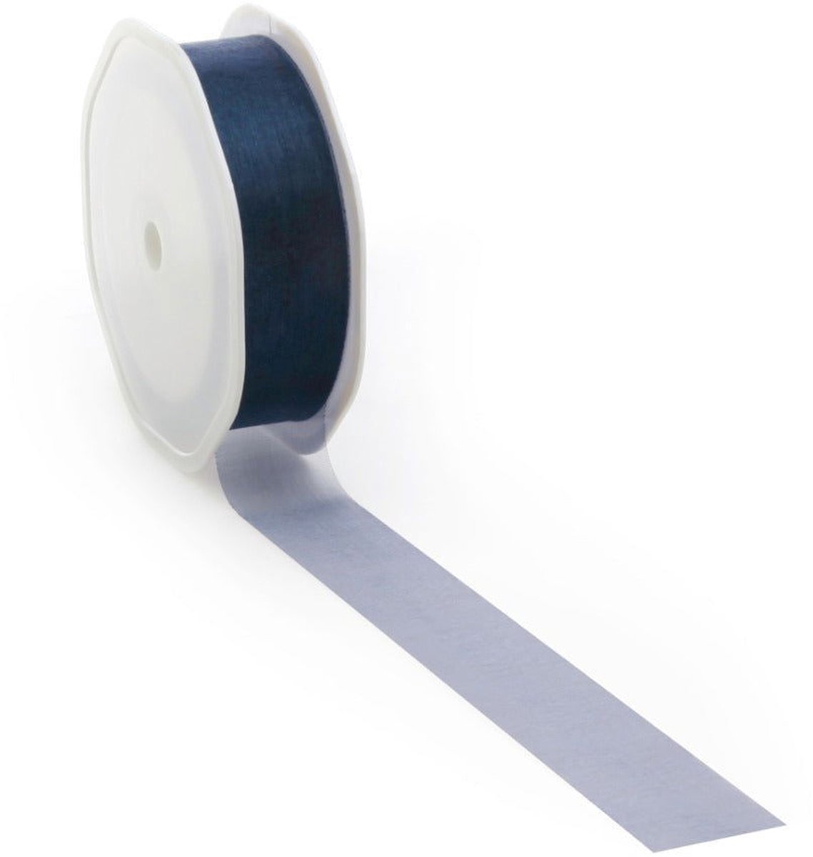 Donkerblauw voile lint – 25 mm × 25 m – voile