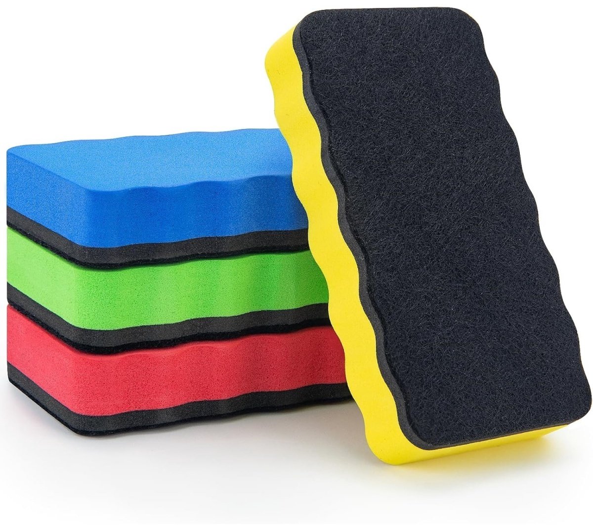 TOVBMUP Whiteboardsponzen - 4 sponzen - 4 kleuren - Geschikt voor diverse oppervlakken - Whiteboardwisser - Geschikt voor whiteboards, schoolborden en glas