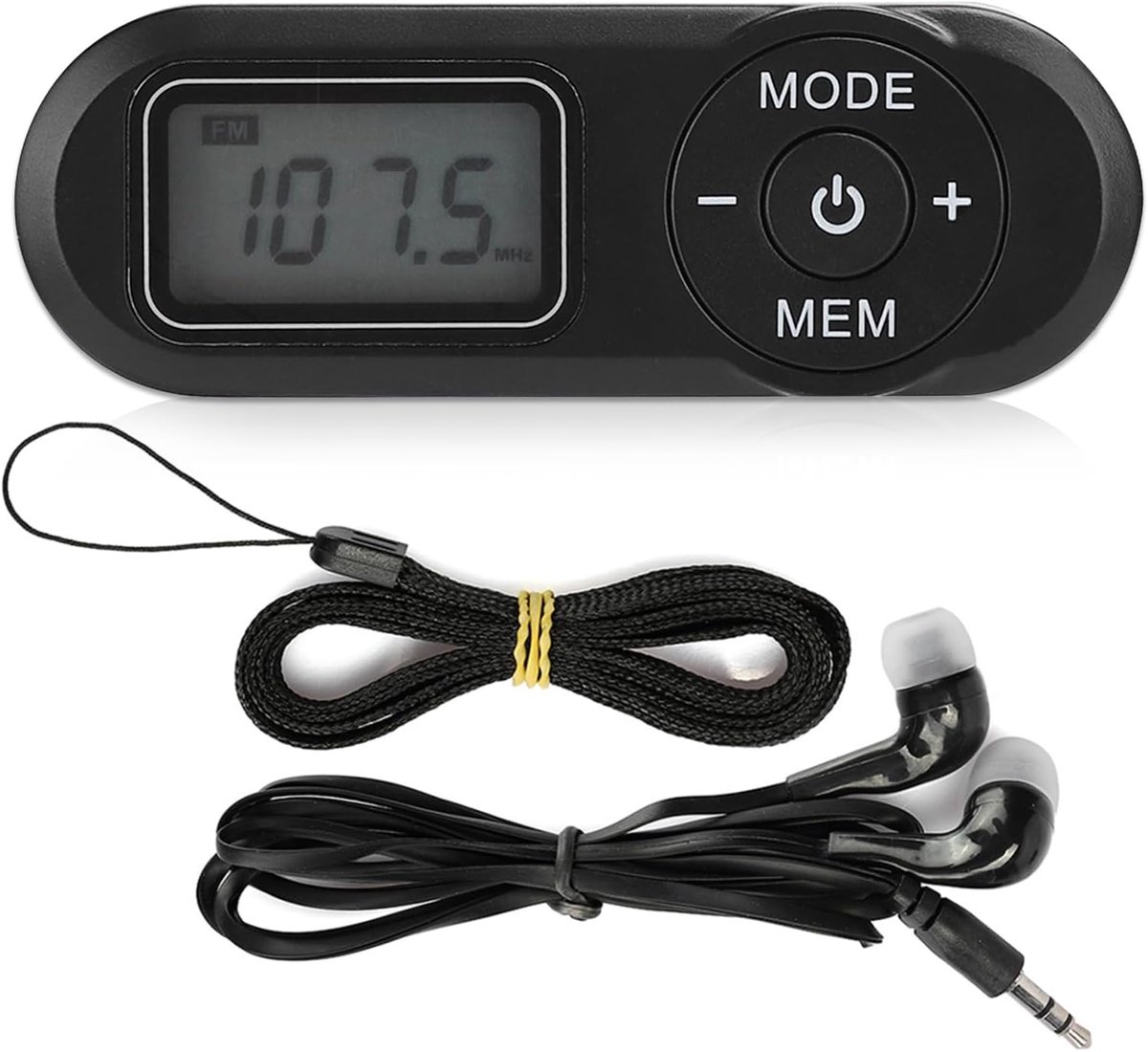 Draagbare FM-radio, draagbare zakradio FM-minimuziekspeler Digitale FM-radio met 1,1-inch LCD-scherm en oortelefoon, zwart - Cyslmuk®