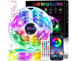 Rayofi LED strip 30 meter -2×15m - Smart App en IR Afstandsbediening –16 Miljoen Kleur lights – One Key Muziek Sync – Zelfklevend