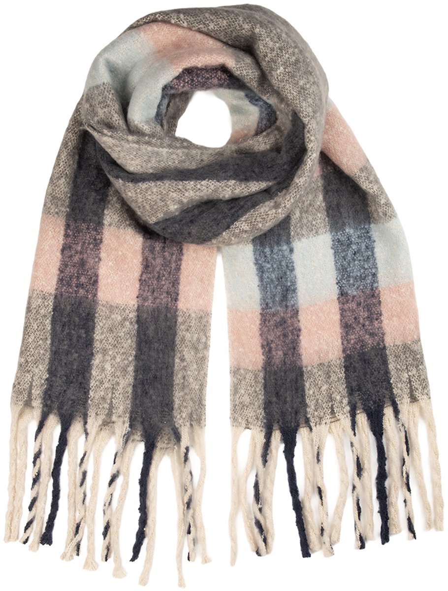 Clayre & Eef Wintersjaal Dames 50x210 cm Blauw Textiel